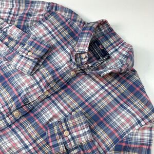 Vineyard Vines Slim Longshore Shirt‎ Men's S Plaid Cotton Linen Blend